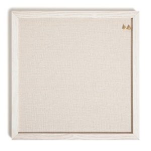 U Brands Rustic Linen Bulletin Board, 14" x 14", White Wood Style Frame, Industrial Grade Pinning Surface, Includes Push Pins