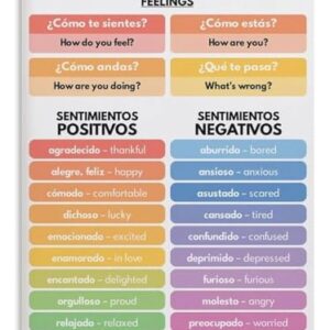 UCGAOIOQ Spanish Language Learning Poster Feelings Sentimentos Vocabulary Word Chart Canvas Wall-Art for Classroom Study Room Decor