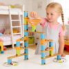 UDEAS Natural Bamboo Marble Run Toy Set — Musical STEM Building Blocks for Kids — Shatter-Proof Design with Clever Cord-Catch — Eco-Friendly Educational Gift — 98 Pcs