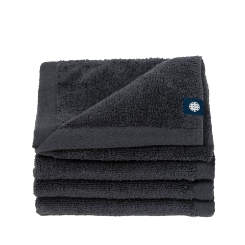 UENO TOWEL Luxury Japanese Face Towels - Set of 4, Senshu Towels, Approx. 12.5" x 13.7", Ultra Soft, Quick Drying, Absorbent, Lightweight, Bathroom, Wash Cloths, Yoga, Spa, Pool, Gift, Navy