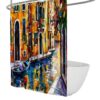 UERWOWELL Abstract Oil Painting Bathroom Shower Curtain Impressionist City Street Architecture Bath Decoration Colorful Fabric Shower Curtains W36xL72 inch
