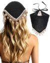 Ufgin Crochet Hair Bandanas Headscarf for Women Boho Knit Hair Scarf