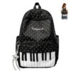 Uicof Piano Backpack for Women, Cute Music Backpack with Polka Dot Design, Lightweight Nylon Bookbag for School, College (E)