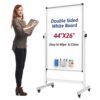 UIFER 44x26 Rolling Whiteboard on Wheels, Height Adjustable Dry Erase Board