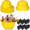 Uiifan 12 Sets Construction Ice Cream Bowls with Shovel Spoons, 8 oz Plastic Helmet Dessert Cups Snack Bowls for Construction Birthday Party Supplies, Kids Themed Party Favors (Yellow)
