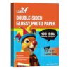 Uinkit 200Gsm 100Sheeets Double Sided Photo Paper Glossy 8.5x11 54lbs Inkjet for Dye Ink Value Bulk Pack Picture 8.5 x 11 9.5Mil for Inkjet Printing Printer