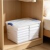 UINTFHC Blue Clear Plastic Latching Storage Bin, Stackable Large Airtight Container for Garage Closet Dorm Household Seasonal Item Organization