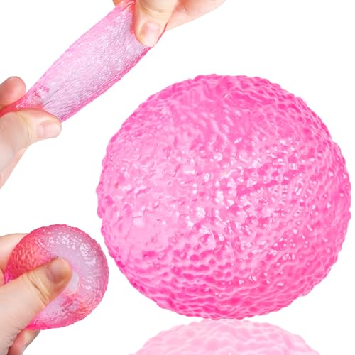 UIOIOO Stress Balls for Adults, Textured Squishy Grass Ball Sensory Fidget Toy, Soft Memory Gel Squeeze Ball for Anxiety Relief Hand Exercises, Valentines Day Party Favors(1.8")