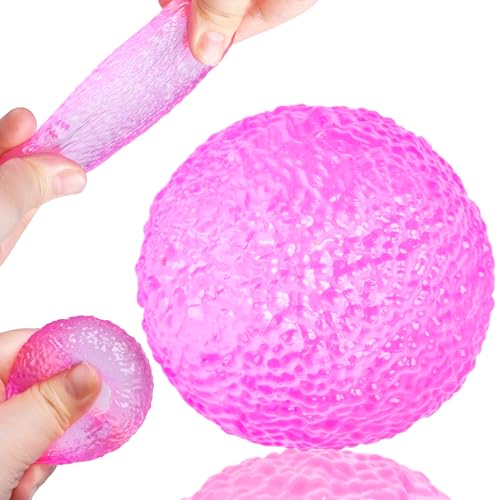 UIOIOO Stress Balls for Adults, Textured Squishy Grass Ball Sensory Fidget Toy, Soft Memory Gel Squeeze Ball for Anxiety Relief Hand Exercises, Valentines Day Party Favors(1.8")