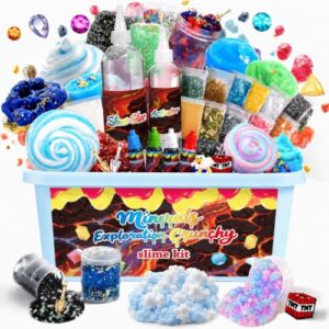 UIVIEHIR Science Exploring Slime Kit for Kids, Crunchy Slime, Stress Relief, Minerals DIY Toy, Party Favors for Girl Boys 6 7 8 9 10 11 12