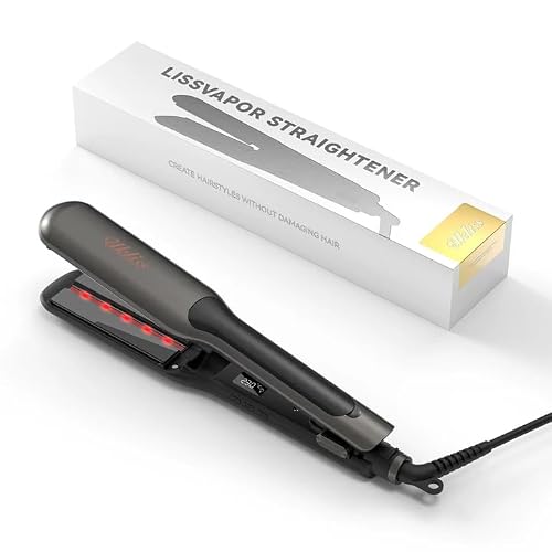 UKLISS 2" Wide Steam Hair Straightener, Professional Ionic Flat Iron for Ultra Smooth Hair, 5 Adjust Temp Setting 212°F to 446°F, Auto Shut-Off Anti-Frizz and Swivel Cord - Gray Titanium Plate