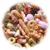 Ulalaza 100pcs Slime Charms Mixed Set Resin Flatback Making Supplies for DIY Craft Making and Ornament Scrapbooking Beads Assorted Candy Fruit Cake Ornament