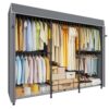 ULIFHOME E14C Pro Heavy Duty Closet Organizer System，Freestanding Clothing Racks for Hanging Clothes，Adjustable Garment Rack 69" W × 16" D × 77" H Hold 960 lbs，Black Rack with Grey Dustproof Cover