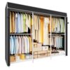 ULIFHOME E14C Pro Heavy Duty Closet Organizer System，Freestanding Clothing Racks for Hanging Clothes，Adjustable Garment Rack 69" W × 16" D × 77" H Hold 960 lbs，White Rack with Black Dustproof Cover