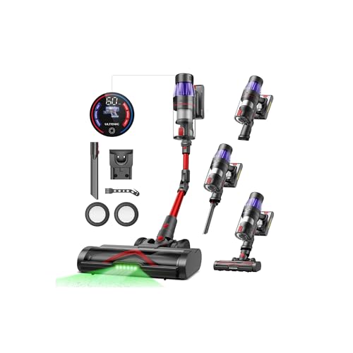 Ultenic Cordless Vacuum Cleaner, 600W 55Kpa 60Mins Vacuum Cleaners for Home, Cordless Stick Vacuum with Anti-Tangle Brush, Charging Dock, Cordless Vacuum for Pet Hair/Carpet/Floor