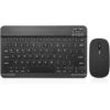 Ultra-Slim Multi-Device Bluetooth Keyboard and Mouse Combo, Rechargeable Wireless Keyboard Mouse Set Compatible with Android, Windows, iOS Systems, 10in,Black