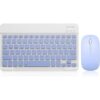 Ultra-Slim Multi-Device Bluetooth Keyboard and Mouse Combo, Rechargeable Wireless Keyboard Mouse Set Compatible with Android, Windows, iOS Systems, 10in,Purple