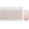 Ultra-Slim Multi-Device Bluetooth Keyboard and Mouse Combo, Rechargeable Wireless Keyboard Mouse Set Compatible with Android, Windows, iOS Systems, 10in,Pink
