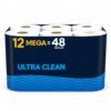 Ultra Clean Toilet Paper, 12 Mega Rolls, 3-Ply Toilet Tissue, 255 Sheets Per Roll, Soft Textured Bathroom Tissue for Home, Apartment and Office Use