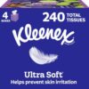 Ultra Soft Facial Tissues 3-Ply Cube Boxes - 4 Pack, 60 Tissues per Box, 240 Total Tissues, Soft Everyday Face Tissue Boxes for Home, Office, Bedroom
