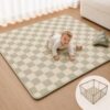 Ultra Soft Plush Floor Mat, 1.3" Thick Foam Cushion Rug with Non-Slip Backing for Indoor, Home, Sage Green Splatter
