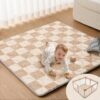 Ultra Soft Plush Floor Mat, 1.7" Thick Foam Cushion Rug with Non-Slip Backing for Indoor, Home, Light Brown