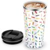 ulwae Insulated Coffee Mug with Ceramic Coating, 18oz Travel Mug with Leak-proof Lid, Vacuum Double-wall Tumbler, Stainless Steel Thermal Cup for Tea, Hot Cocoa, Cold Beverage, Ice Drinks