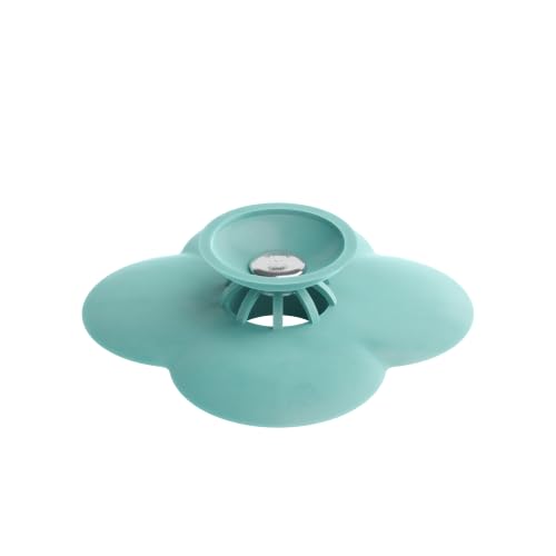 Umbra Bloom Drain Stop and Hair Catcher – Dual Purpose Bathtub Drain Strainer and Stopper with Decorative Floral Design, Anti-Clog Bathroom Accessory for Tubs and Showers – Lagoon Blue