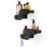 Umbra Nami Shower Caddy Set of 2 – Adhesive Shower Shelf, No Drill Wall Mounted Bathroom Organizer, Rust-Free Plastic Shower Storage Baskets for Shampoo & Toiletries, Ocean Black