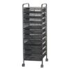 UMJIGF Rolling File Cabinet Utility Cart,10 Drawer Rolling File Cabinet Utility Cart with High Capacity Metal Mesh Storage Organizer on Wheels for Office/Home 29x38x91cm/11.4x15,Black-29x38x91cm