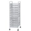 UMJIGF Rolling File Cabinet Utility Cart,Rolling File Cabinet Utility Cart with 10 Drawers, High Capacity Storage Art Craft Organizer On Wheels, Metal Mesh Tool Box for Office/H,Silver-29x38x91cm