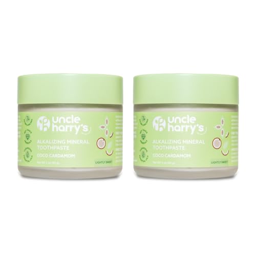 Uncle Harry’s Natural Products Coco Cardamom Toothpaste 2 Pack (3 oz) – Alkalizing Mineral Tooth Powder, Natural Oral Care, Fluoride-Free, Supports Healthy Teeth & Gums, Fresh Breath Formula