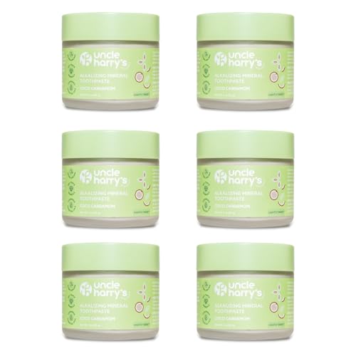 Uncle Harry’s Natural Products Coco Cardamom Toothpaste 6 Pack (3 oz) – Alkalizing Mineral Tooth Powder, Natural Oral Care, Fluoride-Free, Supports Healthy Teeth & Gums, Fresh Breath Formula