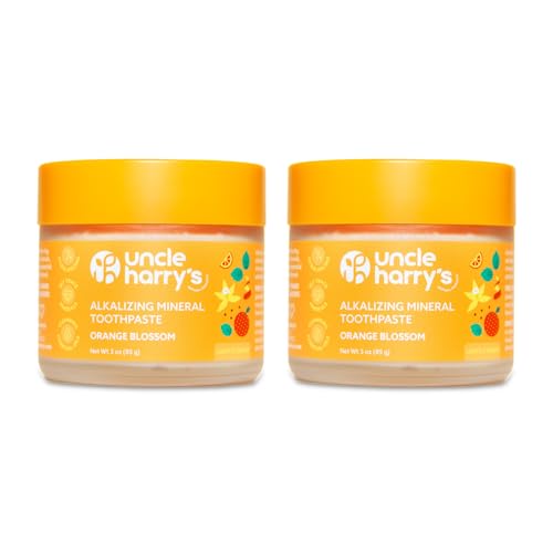 Uncle Harry’s Natural Products Orange Blossom Toothpaste (3 oz) – Alkalizing Mineral Tooth Powder, Fluoride-Free Natural Oral Care, Fresh Breath, Supports Healthy Teeth & Gums (Pack of 2)