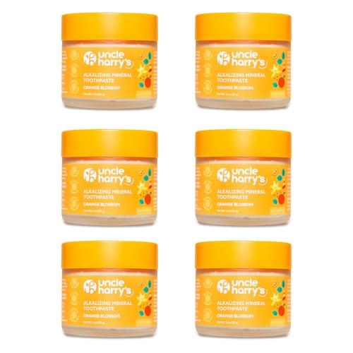 Uncle Harry’s Natural Products Orange Blossom Toothpaste 6 Pack (3 oz) – Alkalizing Mineral Tooth Powder, Fluoride-Free Natural Oral Care, Fresh Breath, Supports Healthy Teeth & Gums