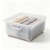 Under-Bed Storage Box with Wheels, Frosted Plastic, with Divider