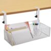 Under Desk Drawer, Clamp-on Desk Storage Organizer with Mesh File Storage Shelf, Adjustable Metal Hanging Shelf, No Drill Installation, Ideal for Homes, Offices, Schools