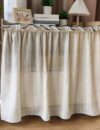 Under Sink Curtain Skirt, Dust-Proof Privacy Curtains for Kitchen Shelves, Dishwasher, Classroom or Pantry, Short Linen Cabinet Curtains (70.9x39.4 in)