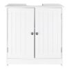 Under Sink Storage Cabinet with 2 Doors Traditional Under Sink Cabinet Bathroom Space Saver Organizer with Adjustable Shelf White