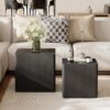 UNDUSLUY Nesting Coffee Table Set of 2, Black End Table for Small Spaces