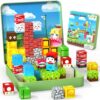 Uneviesyka Magnetic Blocks - 49Pcs Magnetic Building Cubes Travel Toys with Portable Tin STEM Montessori Sensory Educational Construction Toys Birthday Easter for Kids Boys Girls Toddlers Age 3-8