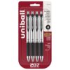 uni-ball® RT Retractable Gel Pens, Gel Impact®, Bold Point, 1.0 mm, Silver Barrels, Black Ink, Pack of 4