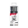 uni-ball Uni Pin Uni Mitsubishi Pencil – 5 Special Hand Lettering Writing and Drawing Pens – Pouch with 4 Brush Tips (Black, Light Grey, Dark Grey, Sepia) + 1 Tip 0.8 mm (Black)