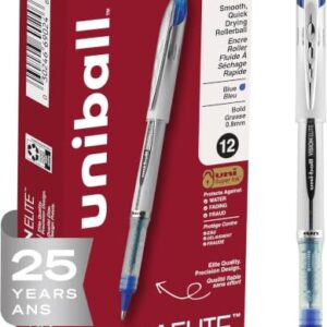 uniball Vision Elite Rollerball Pens,Bold Point (0.8mm),Blue,12 Count (Pack of 12)