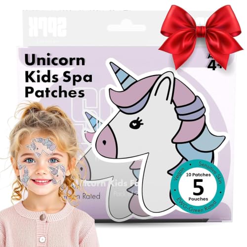 Unicorn Kids Face Masks Skincare Set (4pcs), Organic Vegan & Kid Safe Skin Care Ages 4+, Cute Animal Sheet Masks for Girls, Spa Day, Sleepover, Slumber Party Favors, Stuffs and Gifts for Little Girls