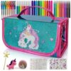 Unicorn Pencil Case Kids Art Set With Fruit Scented Markers, Unicorn Gifts For Girls, Art Supplies For Kids, Birthday Gifts For Little Girls Age 3 4 5 6 7 8 Years Old, Washable Coloring Set Craft Kit