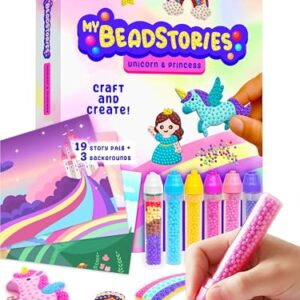 Unicorn Princess BeadStories - Magical Beads Painting Kit For Kids, Bead Mosaic Art Birthday Gift For Girls Ages 4 5 6 7 8-12 Years Old, Fun Craft Activity Kit, Summer Activities for Kids