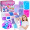 Unicorn Slime Kit for Girls 4-12,Supplies Makes Butter Slime,Candy Confetti,Glimmer Crunchy,Foam Crunchy,Jelly Cubes Slime Party Favors for Kids