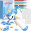 Unicorn Toys Air Brush Marker Sprayer Set, Art Supplies Kit, Art and Crafts for Kids Ages 8-12, 4 5 6 7 8 9 10 11 12 Year Old Girl Birthday Gifts, Includes 5 Washable Markers 8 Stencils
