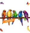 UNIDRAGON Playful Parrots Animal Wooden Jigsaw Puzzle for Adults - 193 Unique Shaped Pieces - Medium 17.3 x 9.8 in (44 x 25 cm)